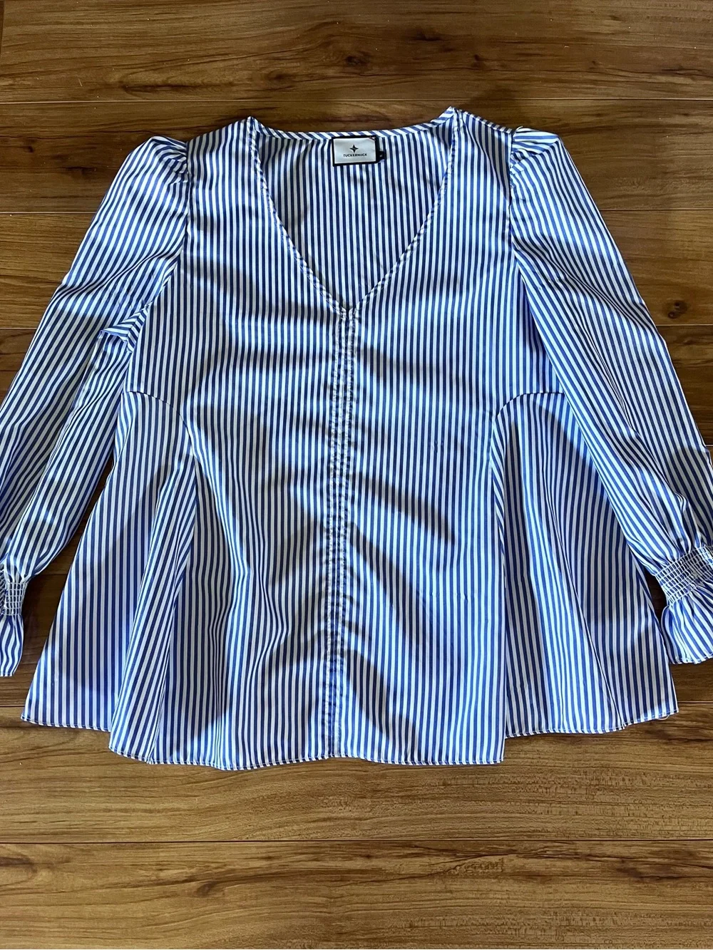 Tuckernuck Blue Stripe Easton Blouse Medium